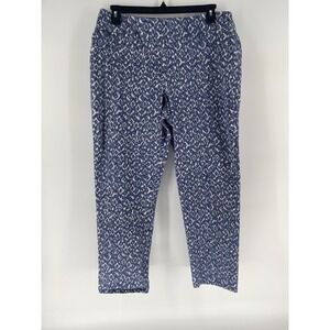 Ruby Rd Women's Blue Print Pull On Stretch Casual Pants Comfortable Size 16‎